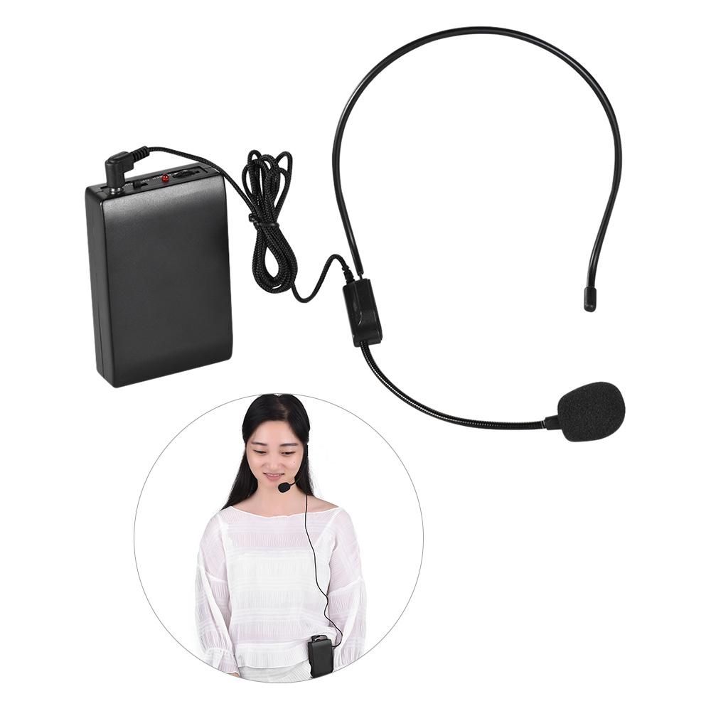 Portable FM Wireless Microphone Headset System Voice Amplifier 1/4in Output Plug With Bodypack Transmitter Receiver For Teacher Speaker Yoga Instructor Presenter Lecturer Conference Speech Promotion (Black) MLQJ-S