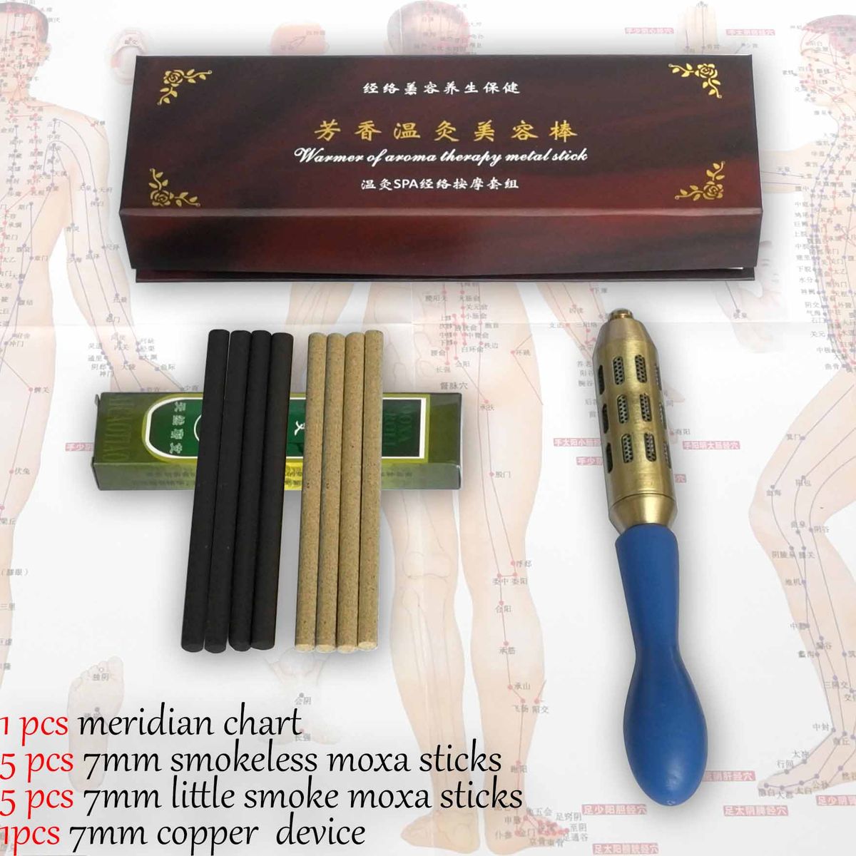 Steel Hot Stainless Moxa In Copper Moxa Roller Massage Device Stick Chart 1set 1pcs Relax Gift Eyes