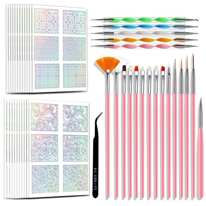 Nail Brushes Set With Nail Stickers Nail Dotting Pens Pick
