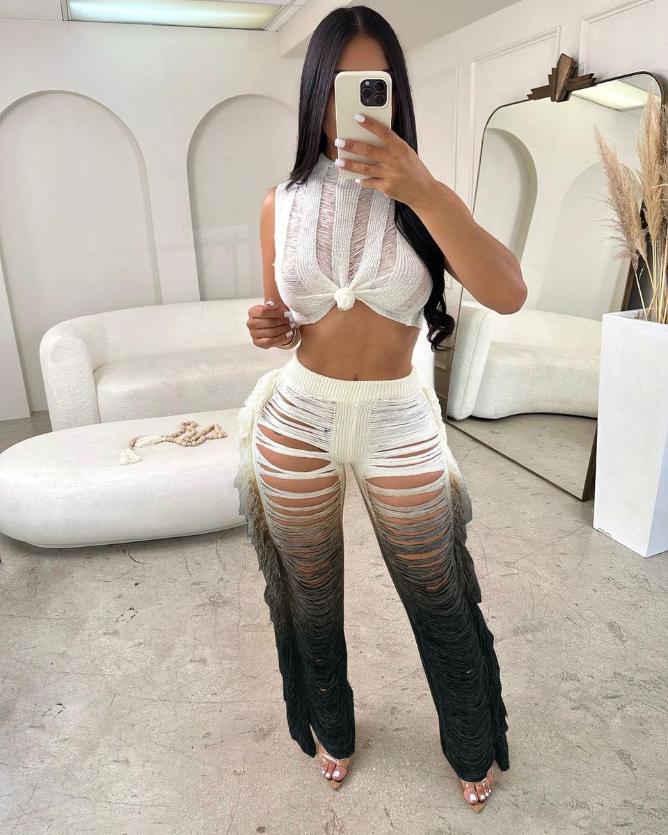 Crochet Tie Dye 2 Two Piece Beach Wear Cover-ups Y Women