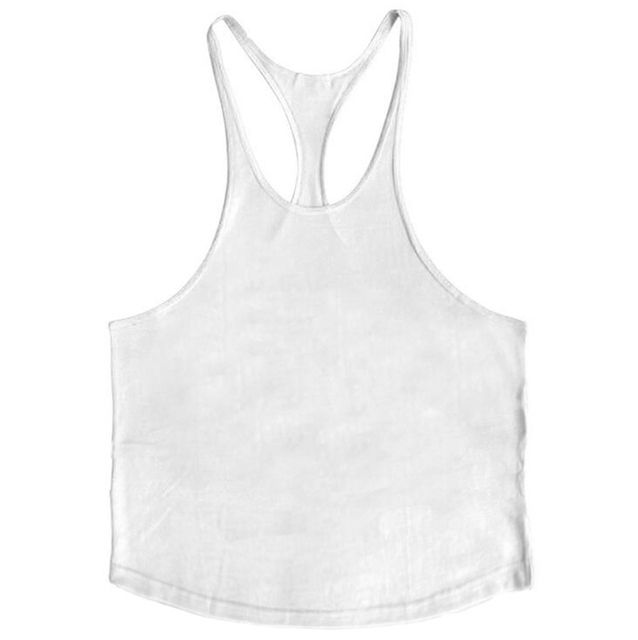 Bodybuilding Stringer Tank Men Fitness Clothing Gym Shirt Muscle Vest Workout Cotton Regatas Masculino(#white Plain)