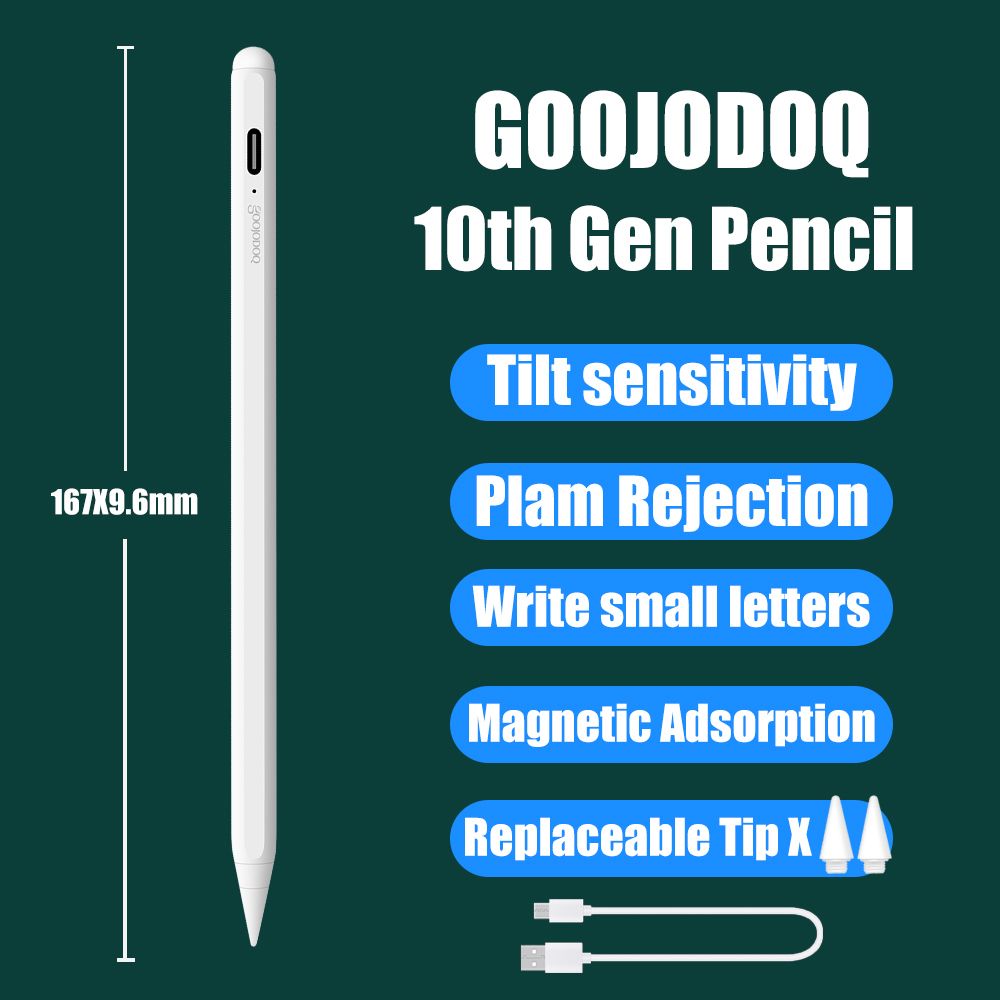 (10th 2 Tips)GOOJODOQ 12th Gen Pencil For IPad Pencil Palm RejectionTilt For Apple Pencil 2 1 IPad Pro 11 2020 Air 4 2018 2019 7th 8th Pencil JIN