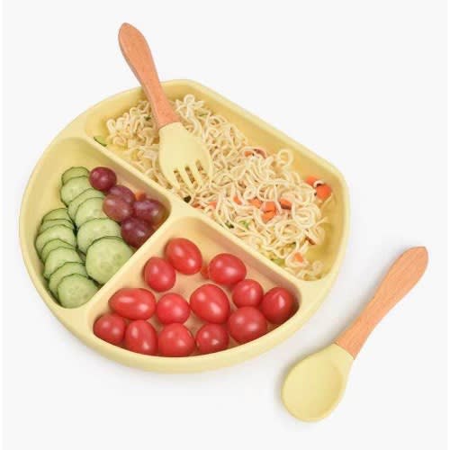 Toddler Silicone Suction Placemat Plate - Yellow