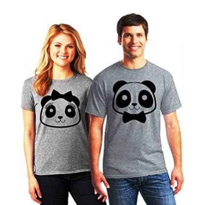 Couple's Cute Panda Printed Tshirts -Grey