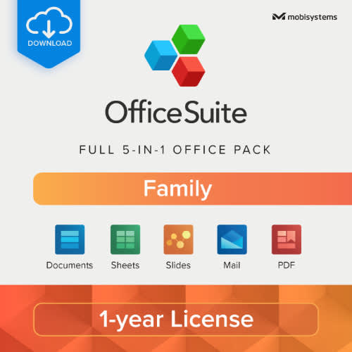 Officesuite Family-documents/sheets/slides/pdf/mail & Calendar-1 Year Lic -1 Win & 2 Mobiles -6 Users