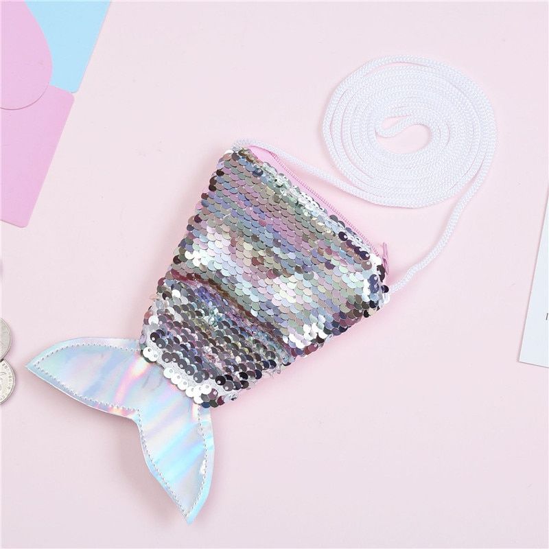 Wedding Decorations Mermaid Party Sequins Coin Purse Birthday Party Decorations Kids Girl Baby Shower Bridal Shower Supplies Mermaid Silver