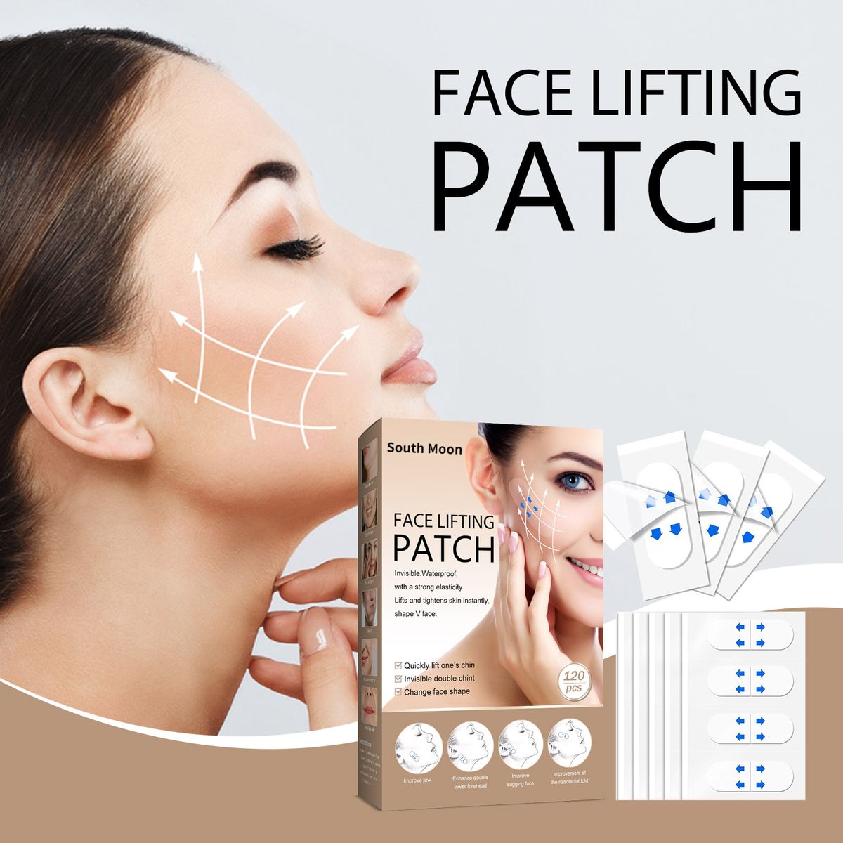 120Pcs Face Lift Patch Thin Double Chin Tightening V Shaped