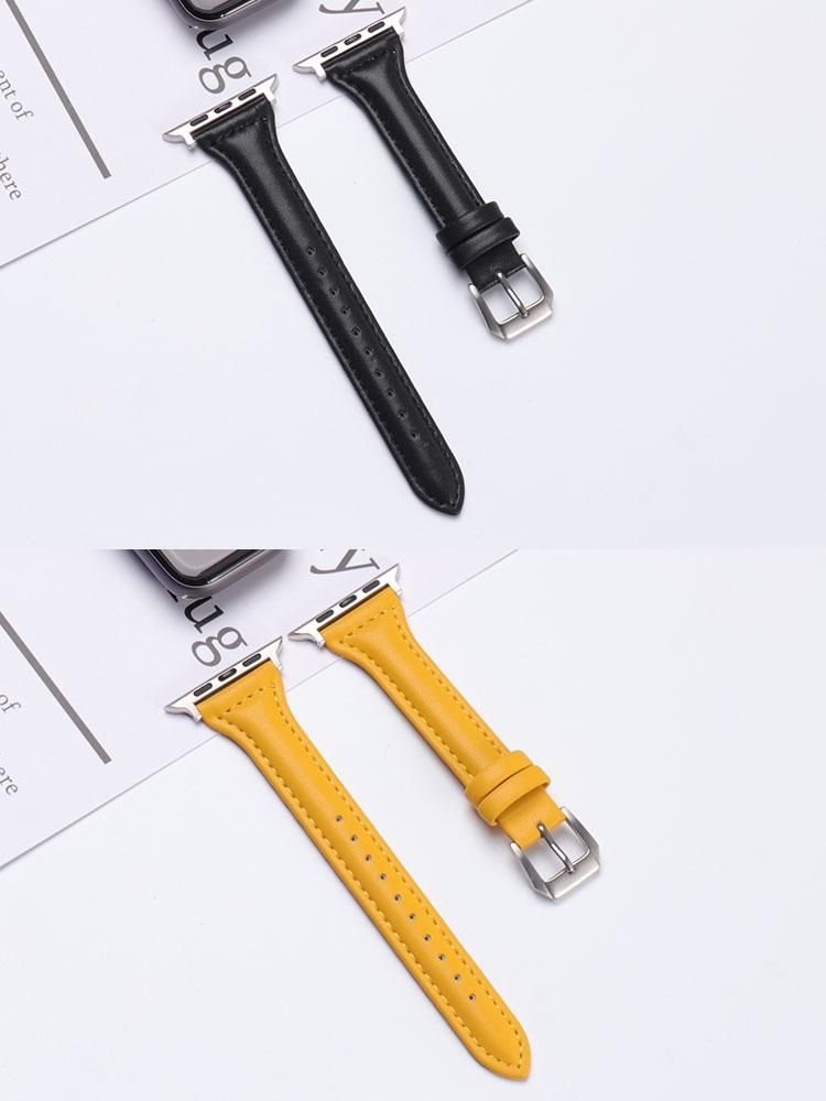 Slim leather strap for Apple Watch band 40mm series 7 8 41/45mm Correa 42mm wrist bracelet iWatch se 6 5 4 3 38 44mm ultra 49mm