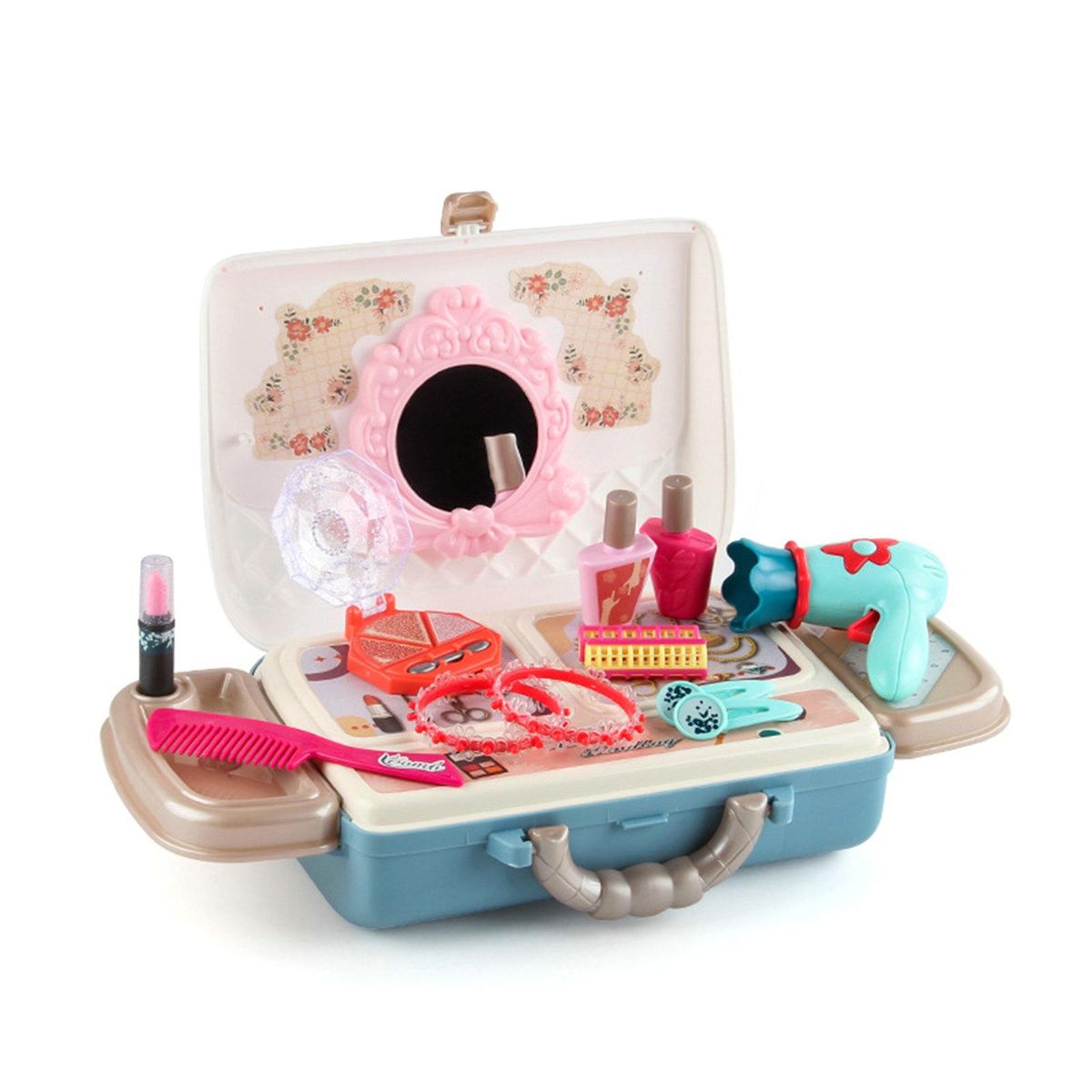 1 Set Mini Dollhouse Toy Pretend Play Toy Kids Makeup Kit Pink