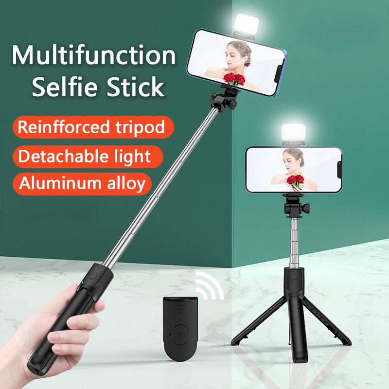 Bluetooth Wireless Selfie Stick Mini Tripod Extendable Monopod With Fill Light Remote Shutter For IOS Android