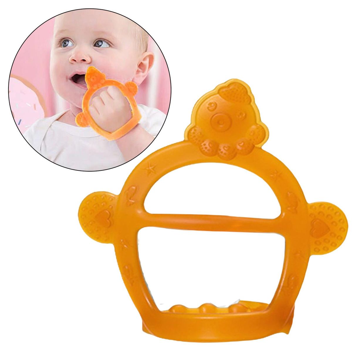 Baby Teething Toys Food Grade Silicone Grasp Design Teething Orange