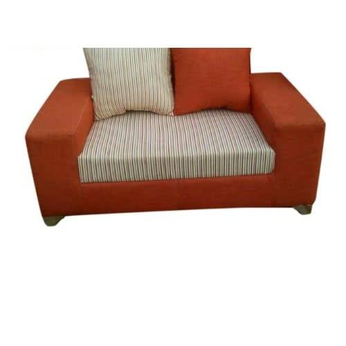 Orange And Cream Striped 2 Seater Sofa