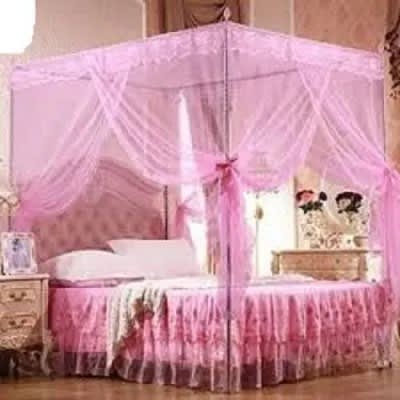 Pole Mosquito Net Bed Canopy - Pink 6 By 6