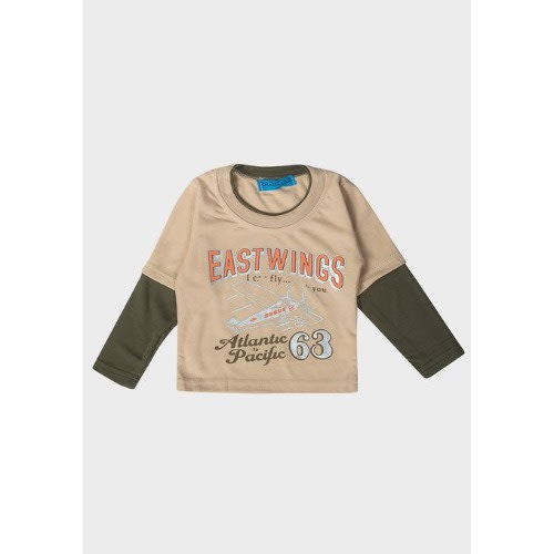 Boys Mock Long Sleeve Top- Sand Colour