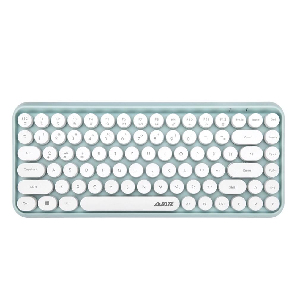 Ajazz 308i BT Keyboard Round Key Cap 10m BT Connection 84 Keys for Windows 2000, Windows XP, Windows ME, Windows VISTA, Windows 7/8/10 Green