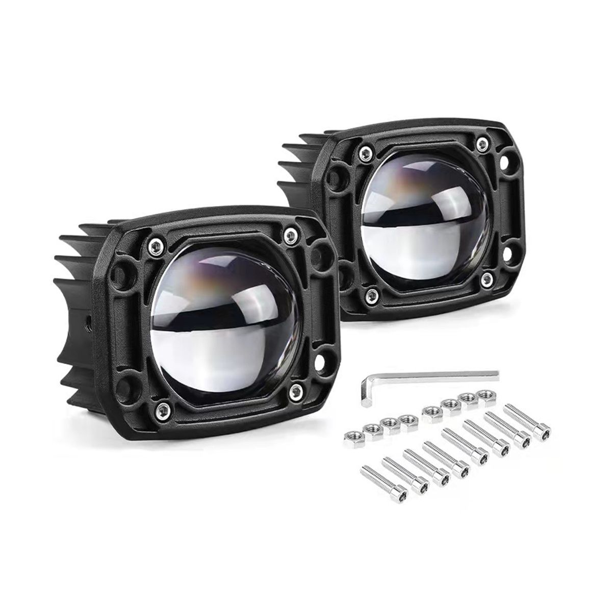 30W Yellow White Colour 12V LED Square Spotlight 3inch Front Bar Fog Light Suitable for Motorbikes Beach Bikes Off-Road