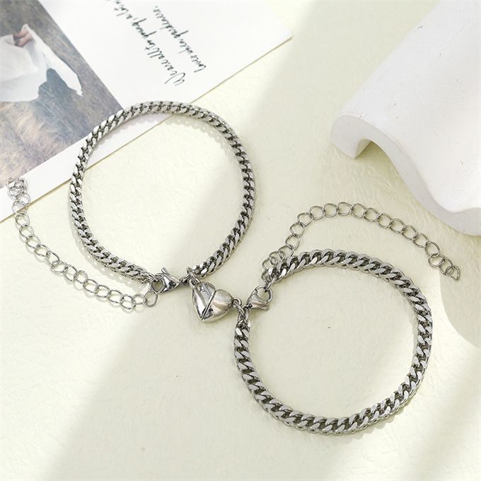 2pcs/set Couple Magnetic Bracelet-Silve