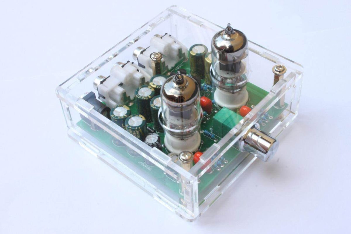 6J1 Valve Pre-amp Tube PreAmplifier Board Headphone Amplifier Buffer Acrylic Box