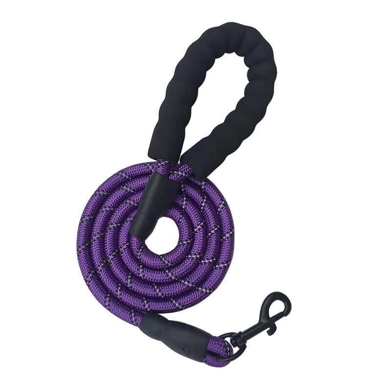 Wholesale spot wholesale pet dog reflective leash dog rope dog chain round rope no hand walking dog leash leash Purple 3 meters 1.2cm thick