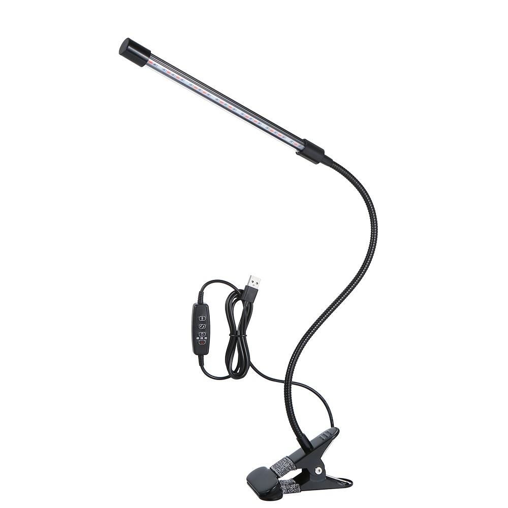 DC 5V 8W One-headed LEDs Plant Growing Light with Adjustable 360&deg; Goosenecks Red and Blue Light Bulbs USB Charging Clip-on Grow Lamp Auto Off with 3/9/12H Cycle Timing Function 5 Dimmable Levels & 3 Spectrum Modes for Indoor Plants Hydroponics