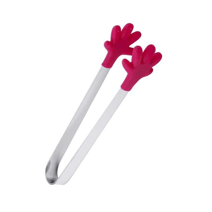 Creative Palm Silicone Clip Ice Clip Stainless Mini Food Tongs Orange