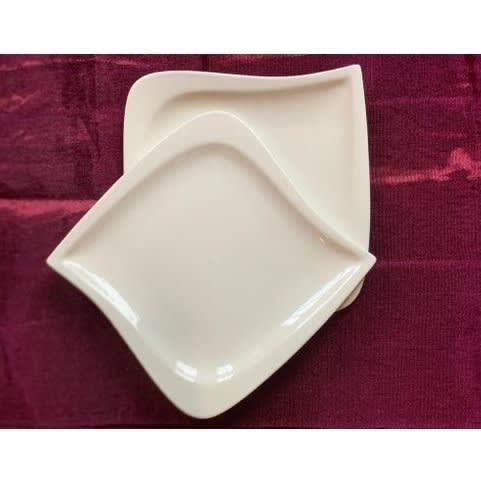 White Breakable Ceramic Flat Plates - Set Of 12 Pcs