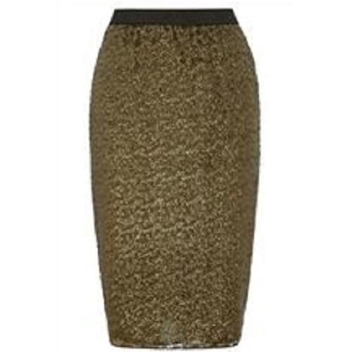 Khaki Gold Sequin Skirt