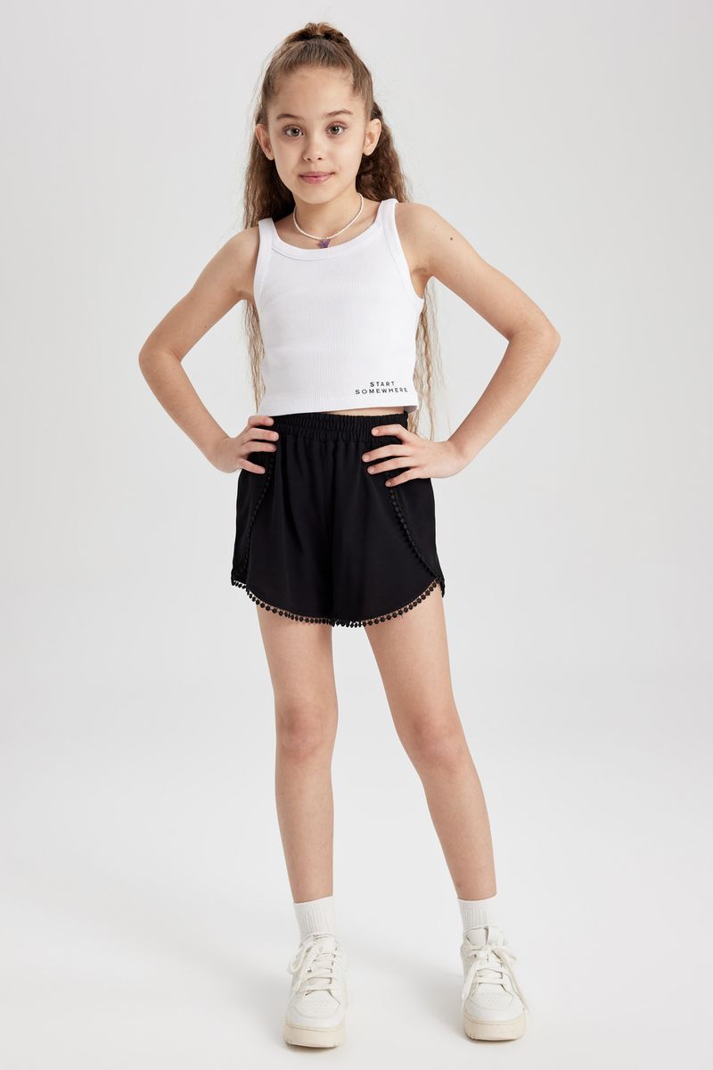 Girl Regular Fit Woven Swimming Short - Black