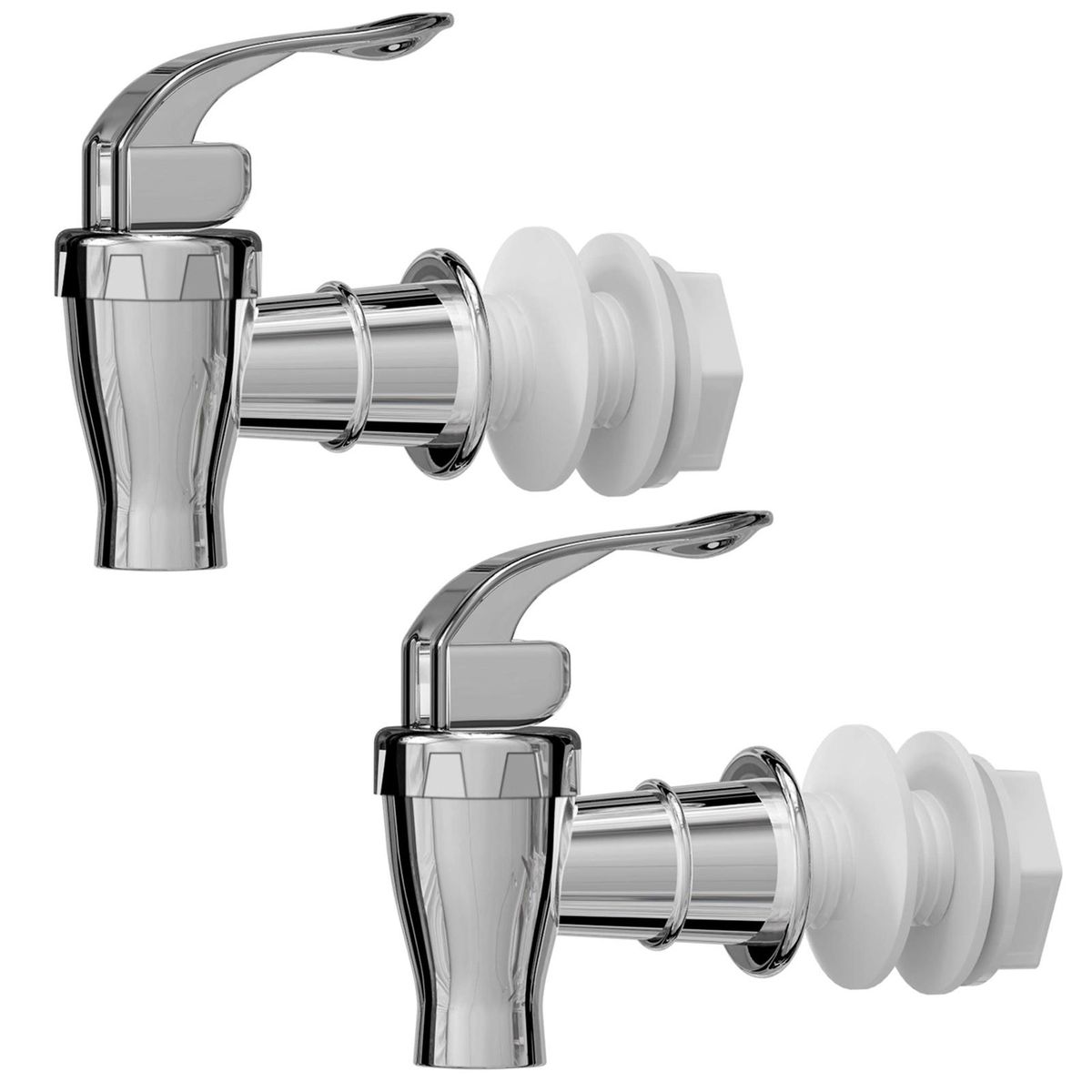 2-pack Silver Push Style Beverage Dispenser Spigots Ideal for Parties White
