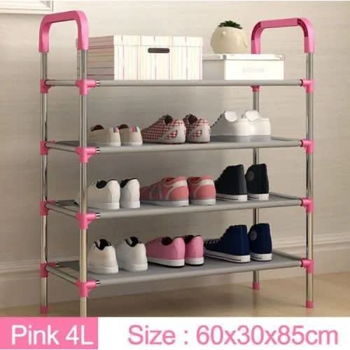 Multiple Layer Shoe Storage Stand - Adjustable 4 Layer Stand - Pink