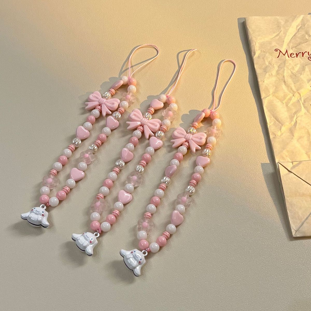 Kawaii Cinnamoroll Kuromi Sanrio Girls Diy Beaded Mobile