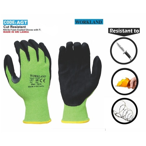 Workland Cut-5 Resistant Gloves With Nitrile Foam Coating (Agt)- Size L/9