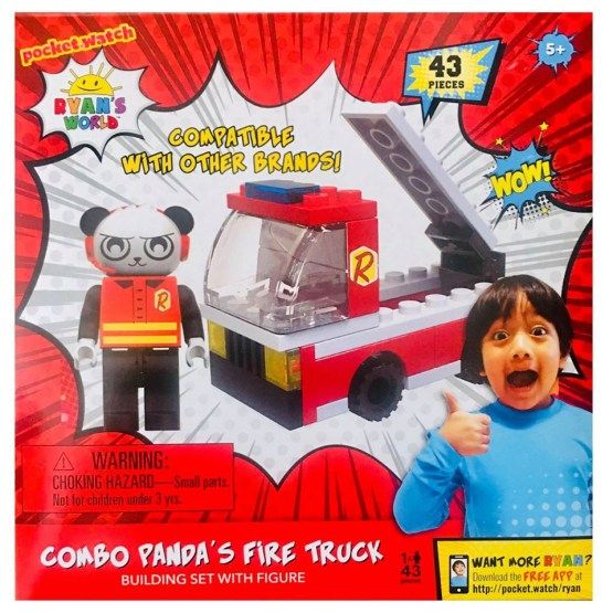 Ryan's World Construction Set With Figure Assortmen (combo Panda's Fire Truck)