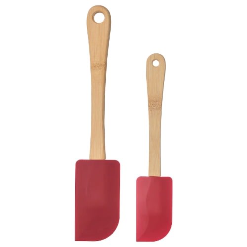 Bamboo Silicone Vinterfint Spatula - 2-piece -Red