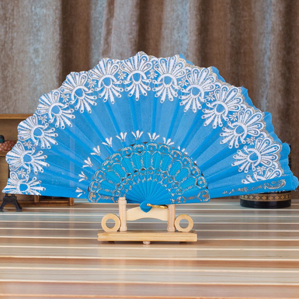 Fashion For Held Wedding Dance Party Chinese/Spanish Hand Flower Folding 2018 #0613 Silk Fan Style Hot Stage Lace Performances