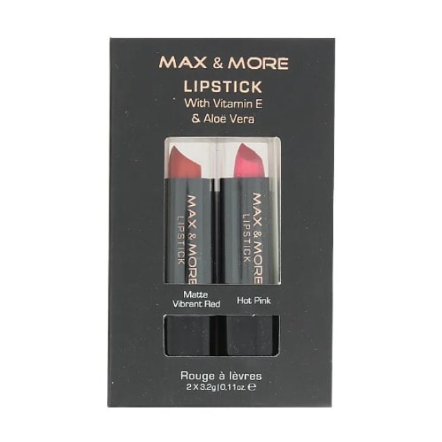 Max And More - Lipstick 2 Pack - Matte Vibrant Red And Hot Pink