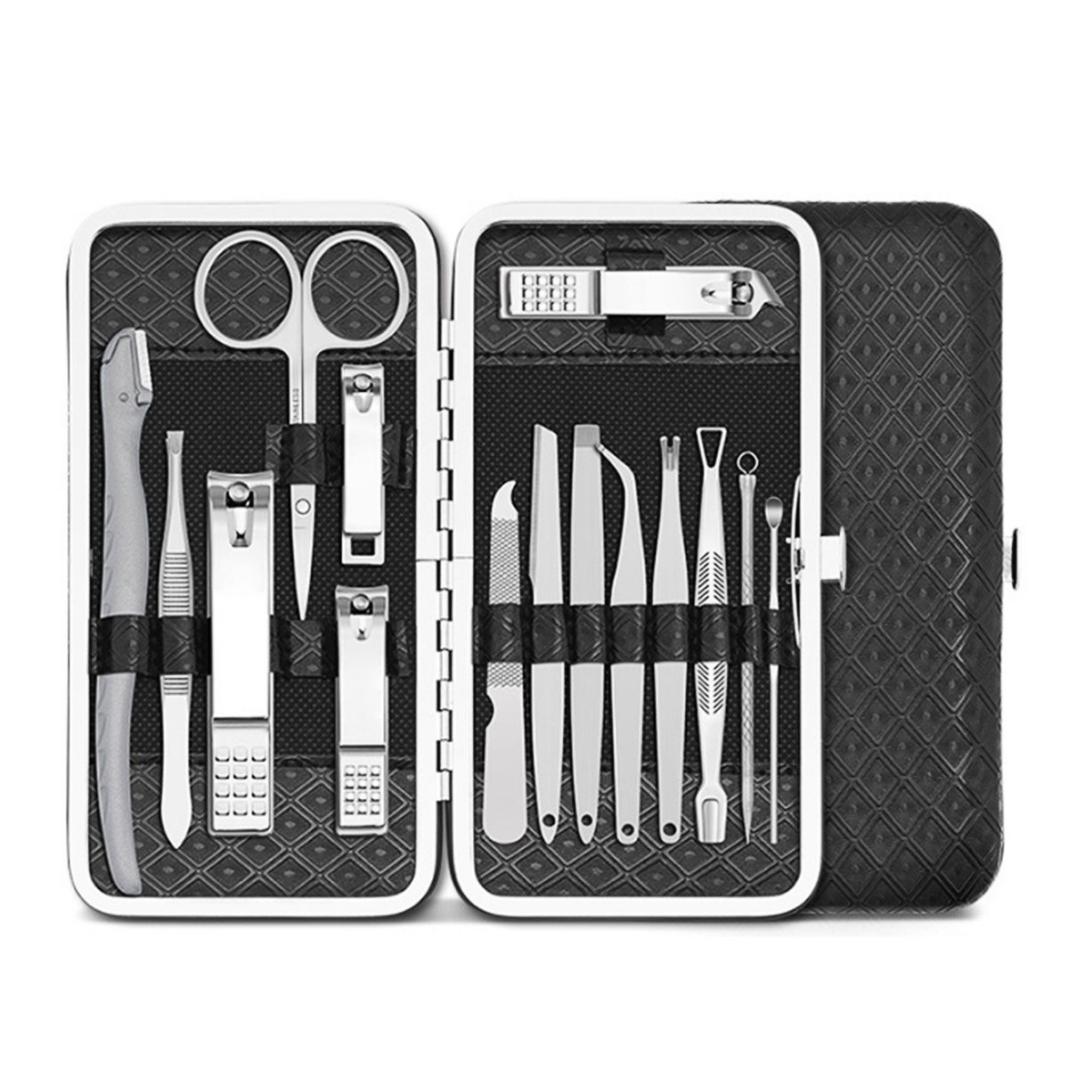 15 Pcs Manicure Pedicure Set Nail Clipper Set Professional Eyebrow Shaping Grooming Kit