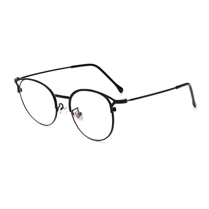 (Black)Fashion Anti-Blue Light Metal Cat Eye Glasses Frame Fashion Cat Ear