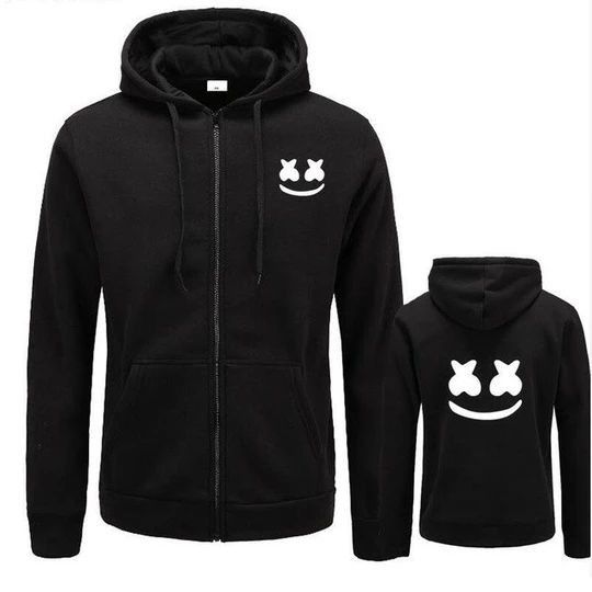 Marshmallow Print Black Hoodie Jacket