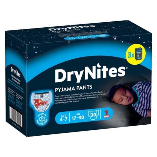 Drynites Pyjama Pants Marvel - 4-7 Years - 17 - 30kg - 30 Pack