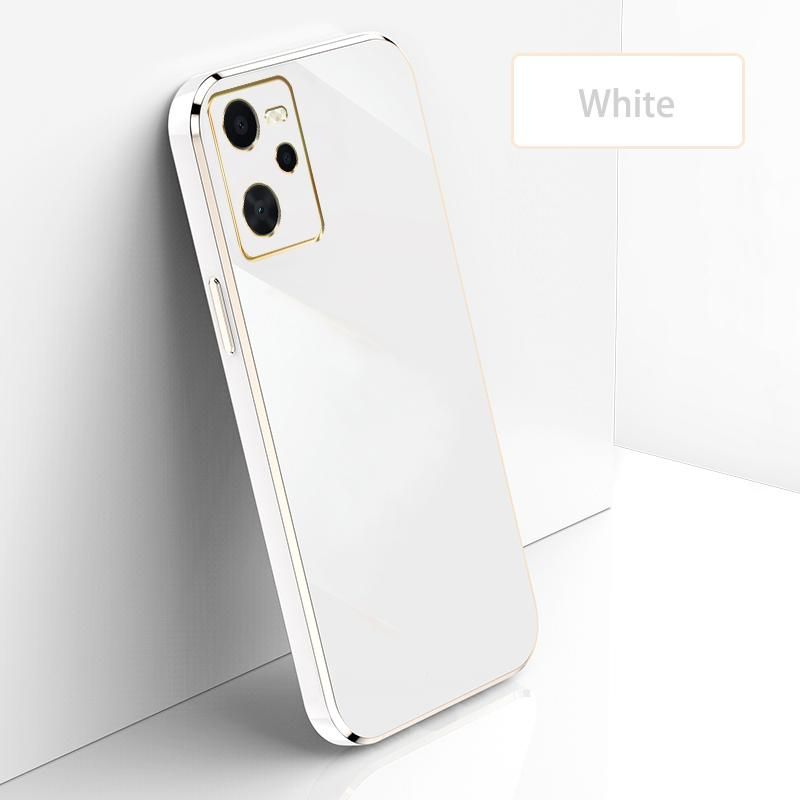 Ultra Thin Plating Phone Case for Realme C35 Narzo 50A Prime Lens Protection soft Phone Back Cover-White