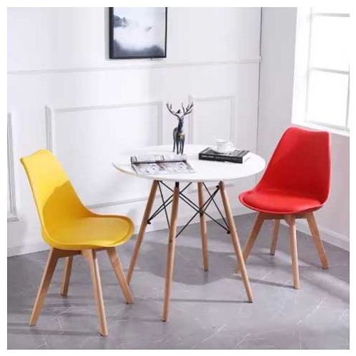 Round Beechwood Dining Table With  2 Sitting Chairs