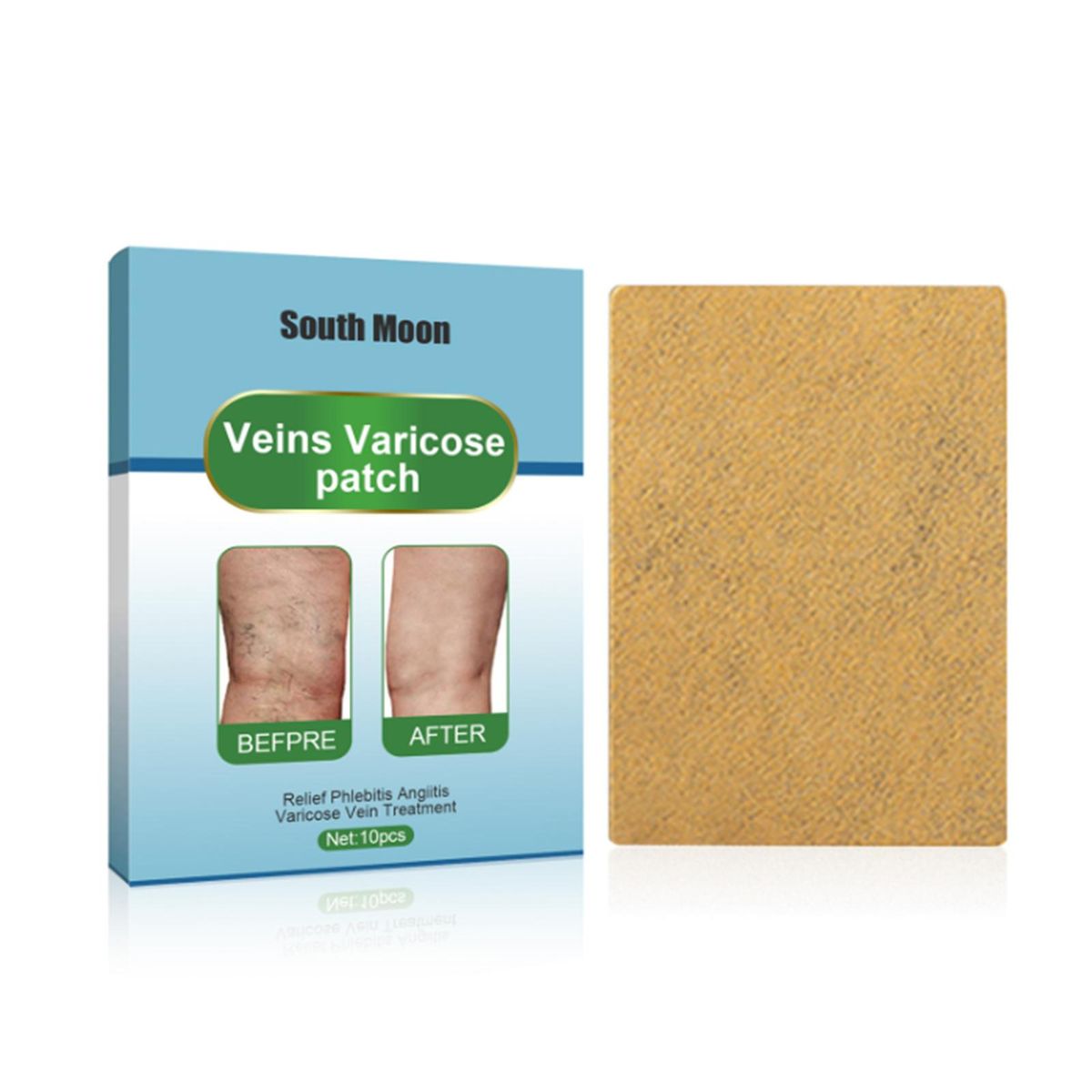 South Moon 10Pcs Veins Varicose Patches Relieve Phlebitis Angiitis Improve Varicosity Soothing Leg Swelling Pain