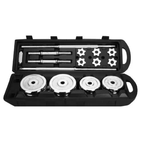 Chrome Dumbell And Barbell With Case - 50kg