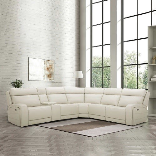Gearhart Leather Power Reclining Sectional Chair With Power Headrests - 6pieces