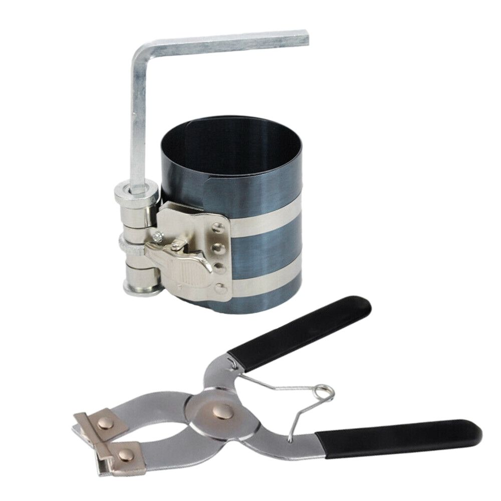 2Pcs Ratchet Style Piston Ring Compressor And Piston Ring