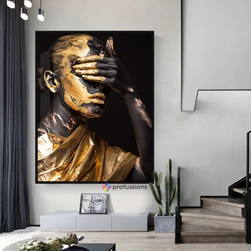 Wall Framed Black Gold Model Artwork Painting Design