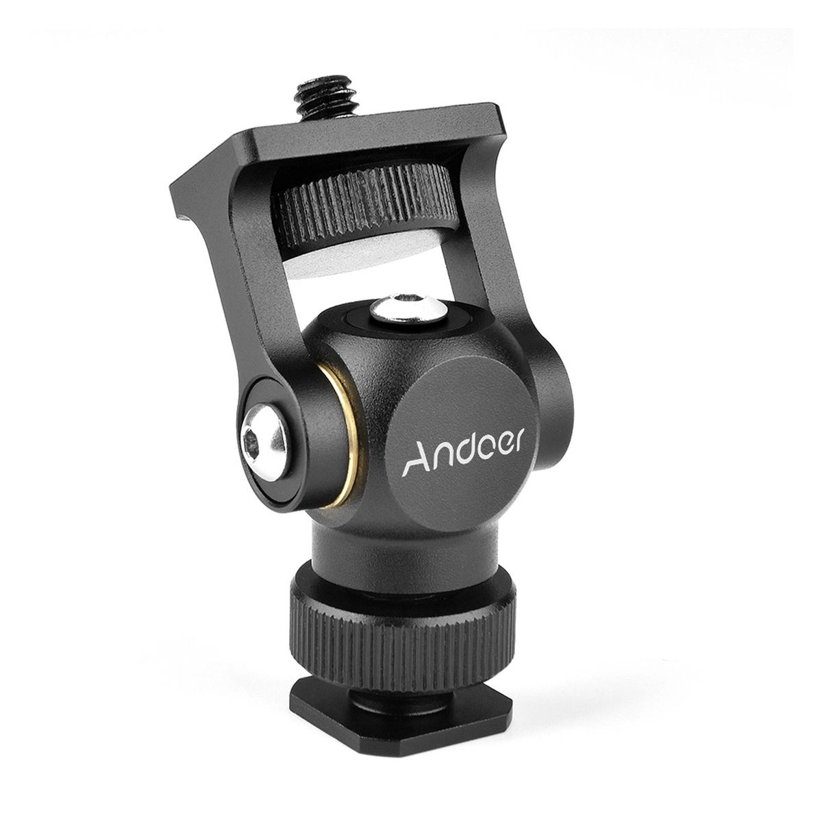 Andoer Video Monitor Mount Mini LED Light Bracket Holder Ballhead Aluminum Alloy with Cold Shoe Mount 1/4 Inch Screw   for DSLR Camera