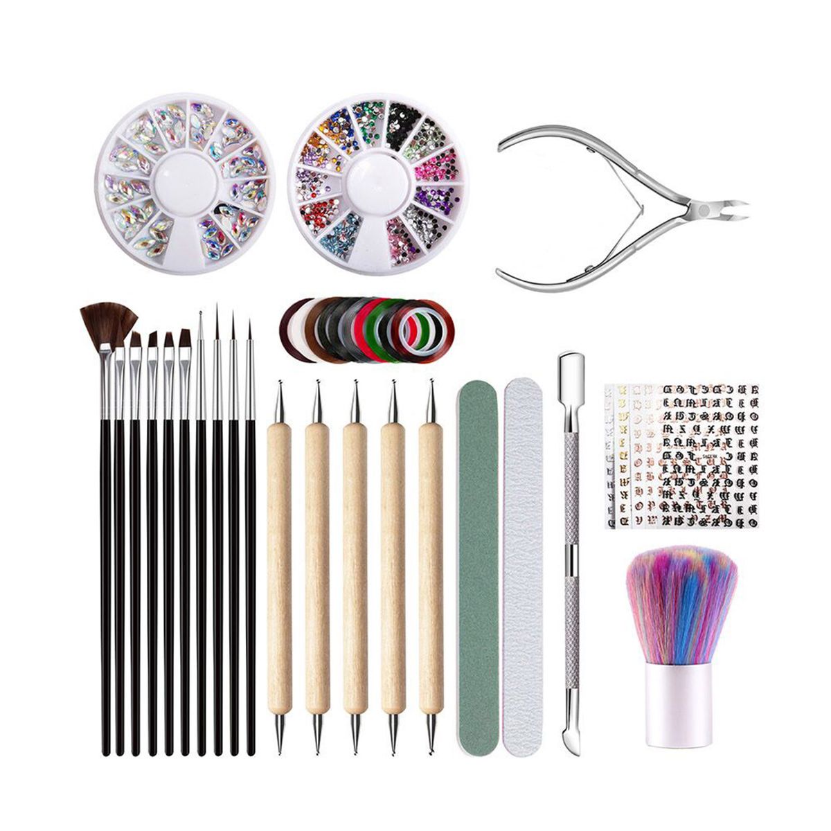 Nail Art Tools Dotting Pen Nail Painting Pen Cuticle Clipper Nail Pusher Nail Dust Brush