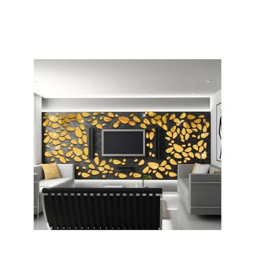 Cobblestone 3d Diy Wall Mirror Stickers - 20 Pieces - Gold